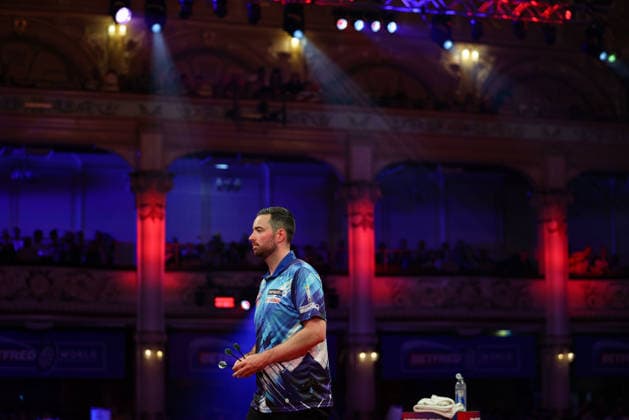 RECORD DATE NOT STATED 20th July 2026, Winter Gardens, Blackpool, Lancashire, England; 2026 Betfred World Matchplay Darts, Day Three; Luke Humphries with a view of Winter Gardens behind him AidanxHunter