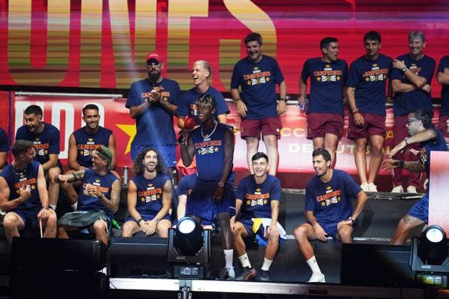 during celebration Spanish team victory in World Cup USA and Mexico 2026 in Madrid on Modany, 20 July 2026. Cordon Press 