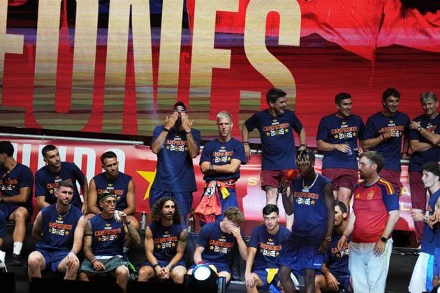 during celebration Spanish team victory in World Cup USA and Mexico 2026 in Madrid on Modany, 20 July 2026. Cordon Press 