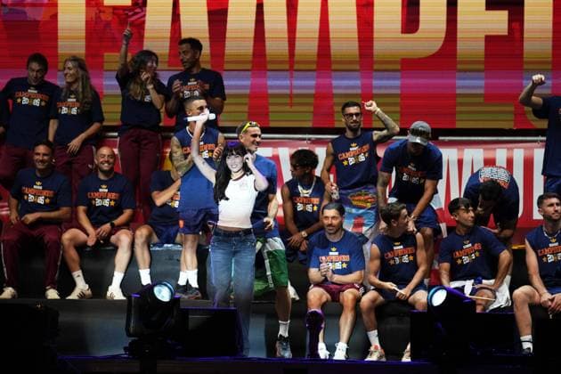 Singer Aitana during celebration Spanish team victory in World Cup USA and Mexico 2026 in Madrid on Modany, 20 July 2026. Cordon Press 