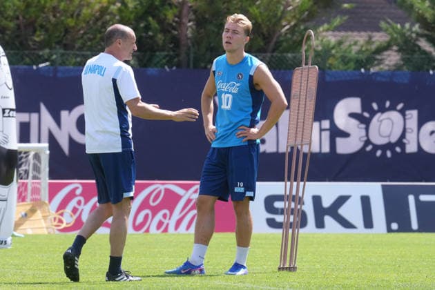 DIMARO , ITALY: Massimiliano Allegri Rasmus Hojlund of SSC Napoli during the pre season training session in Dimaro, Italy. Copyright: xFOTOAGENZIAx