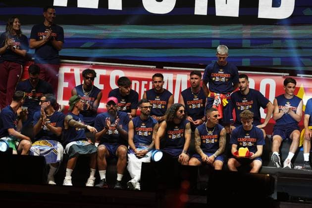 during celebration Spanish team victory in World Cup USA and Mexico 2026 in Madrid on Modany, 20 July 2026. Cordon Press 