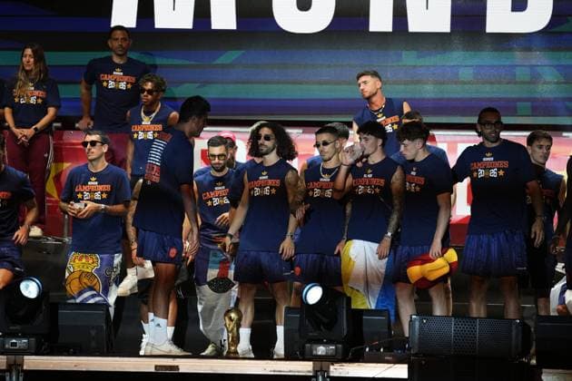 during celebration Spanish team victory in World Cup USA and Mexico 2026 in Madrid on Modany, 20 July 2026. Cordon Press 