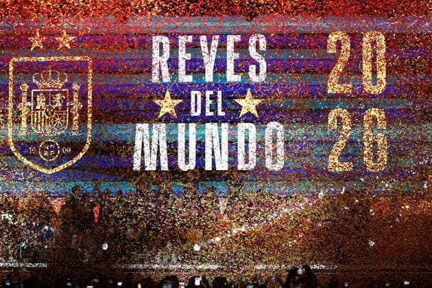 during celebration Spanish team victory in World Cup USA and Mexico 2026 in Madrid on Modany, 20 July 2026. Cordon Press 