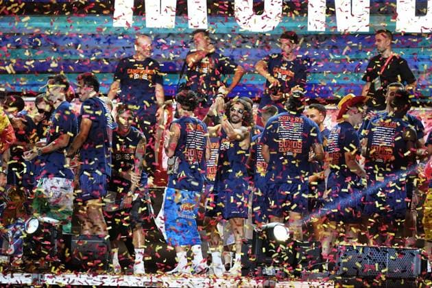 during celebration Spanish team victory in World Cup USA and Mexico 2026 in Madrid on Modany, 20 July 2026. Cordon Press 