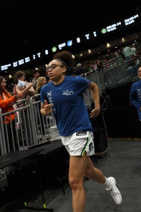 July 20, 2026, Seattle, Washington, USA: Minnesota Lynx guard OLIVIA MILES (5) warms-up prior to the WNBA, Basketball Damen, USA match between the Seattle Storm and Minnesota Lynx at Climate Pledge Arena in Seattle. Seattle USA - ZUMAd218 20260720_zsp_d218_004 Copyright: xRichardxDizonx