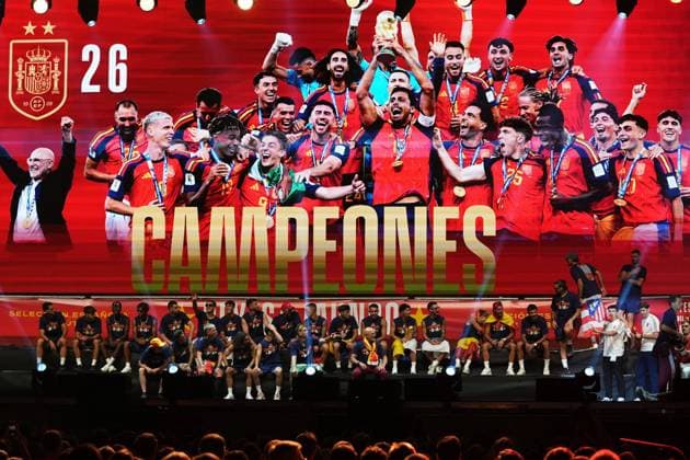 during celebration Spanish team victory in World Cup USA and Mexico 2026 in Madrid on Modany, 20 July 2026 Cordon Press 