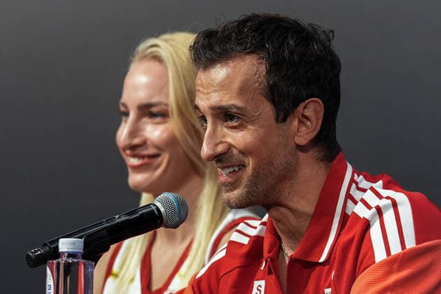 Ahead of 2026 FIVB Volleyball Women s Nations League Finals in China MACAU, CHINA - JULY 21 : Turkish Women s National Volleyball Team Head Coach Daniele Santarelli (R) speaks during a press conference, PK, Pressekonferenz alongside national team, Nationalteam player Gizem Orge (L) at the Andaz Hotel ahead of the final stage of the 2026 FIVB Volleyball Women s Nations League (VNL) on July 21, 2026 in Macau, China. Dilara Irem Sancar Anadolu Macau China. Editorial use only. Please get in touch for any other usage.  Copyright: x2026xAnadoluxDilaraxIremxSancarx