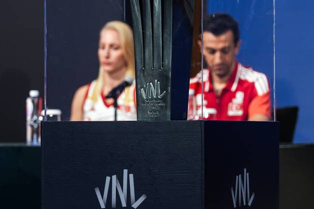 Ahead of 2026 FIVB Volleyball Women s Nations League Finals in China MACAU, CHINA - JULY 21 : A view of the VNL cup prize during a press conference, PK, Pressekonferenz held at the Andaz Hotel in China s Macao Special Administrative Region ahead of the final stage of the 2026 FIVB Volleyball Women s Nations League (VNL) on July 21, 2026 in Macau, China. Dilara Irem Sancar Anadolu Macau China. Editorial use only. Please get in touch for any other usage.  Copyright: x2026xAnadoluxDilaraxIremxSancarx