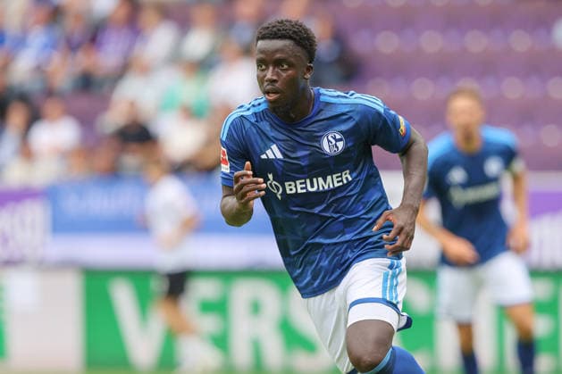 19.07.2026, xtgx, Fussball Testspiel, FC Erzgebirge Aue - FC Schalke 04 emspor, v.l. Christian Gomis (Schalke, 7) (DFL DFB REGULATIONS PROHIBIT ANY USE OF PHOTOGRAPHS as IMAGE SEQUENCES and or QUASI-VIDEO) Aue