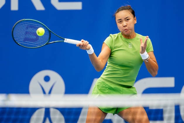 Yuan Yue (pictured) of China in action during the women s WTA, Tennis Damen 250 Livesport Prague Open 2026 tennis tournament match against Nikola Bartunkova of Czech Republic in Prague, Czech Republic, on July 21 2026. (CTKxPhoto OndrejxDeml) CTKPhotoP2026072102895  CTKPhotoP2026072102895