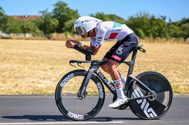 Mexican Isaac Del Toro of UAE Team Emirates XRG pictured in action during a reconnaissance round on the track of the stage 16 of the 2026 Tour de France cycling race, an individual Time Trial stage of 26km from Evian-les-Bains to Thonon-les-Bains, on Tuesday 21 July 2026. The 113th edition of the Tour de France starts on Saturday 4 July in Barcelona, Spain, and will finish in Paris, France on the 26th of July. DAVIDxPINTENS  x181646018x