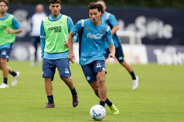 SSC Napoli preseason 2026-27 Napoli s Italian forward Antonio Vergara during fifth day SSC Napoli s 2026-27 preseason training camp in val di sole in Trentino, Dimaro Folgarida July, 21 2026. _BPH6991 Copyright: xAntonioxBalascox