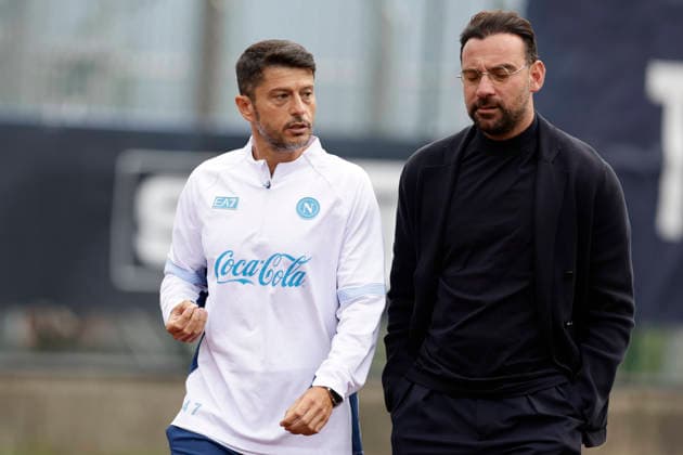 SSC Napoli preseason 2026-27 SSC Napoli Gennaro De Luca and director Giovanni Manna during fifth day SSC Napoli s 2026-27 preseason training camp in val di sole in Trentino, Dimaro Folgarida July, 21 2026. _BPH7226 Copyright: xAntonioxBalascox
