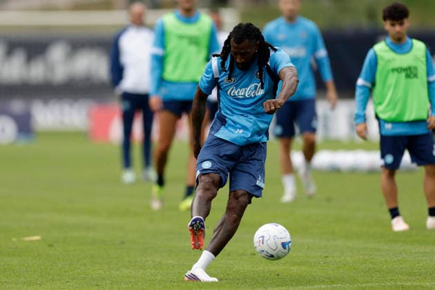 SSC Napoli preseason 2026-27 Napoli s Cameroonian midfielder Andre Frank Zambo Anguissa during fifth day SSC Napoli s 2026-27 preseason training camp in val di sole in Trentino, Dimaro Folgarida July, 21 2026. _BPH7323 Copyright: xAntonioxBalascox