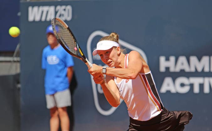 MSC Hamburg Ladies Open WTA, Tennis Damen 250) am Hamburger Rothenbaum: Sinja Kraus (Österreich) in der 1. Runde. *** MSC Hamburg Ladies Open WTA 250 at Hamburg s Rothenbaum: Sinja Kraus of Austria in the first round