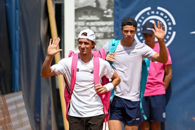 TENNIS - ATP, Tennis Herren Generali Open 2026 KITZBUEHEL,AUSTRIA,21.JUL.26 - TENNIS - ATP World Tour, Generali Open. Image shows Joel Schwaerzler and Lukas Neumayer (AUT).  GEPAxpictures xDanielxSchoenherr