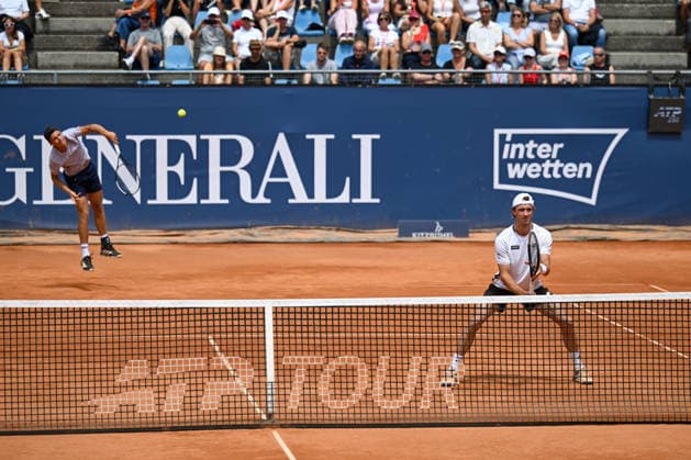 TENNIS - ATP, Tennis Herren Generali Open 2026 KITZBUEHEL,AUSTRIA,21.JUL.26 - TENNIS - ATP World Tour, Generali Open. Image shows Lukas Neumayer and Joel Schwaerzler (AUT).  GEPAxpictures xDanielxSchoenherr