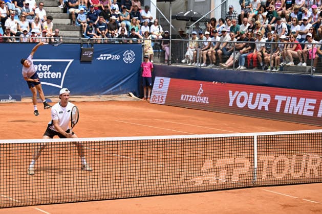 TENNIS - ATP, Tennis Herren Generali Open 2026 KITZBUEHEL,AUSTRIA,21.JUL.26 - TENNIS - ATP World Tour, Generali Open. Image shows Lukas Neumayer and Joel Schwaerzler (AUT).  GEPAxpictures xDanielxSchoenherr