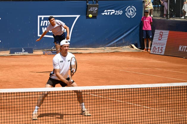 TENNIS - ATP, Tennis Herren Generali Open 2026 KITZBUEHEL,AUSTRIA,21.JUL.26 - TENNIS - ATP World Tour, Generali Open. Image shows Lukas Neumayer and Joel Schwaerzler (AUT).  GEPAxpictures xDanielxSchoenherr