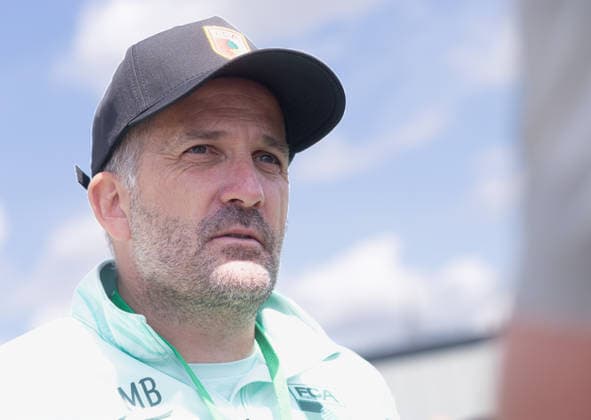 Manuel Baum (Trainer FC Augsburg) im Interview; FC Augsburg, Training, *** Interview with Manuel Baum, FC Augsburg Coach FC Augsburg, Training,
