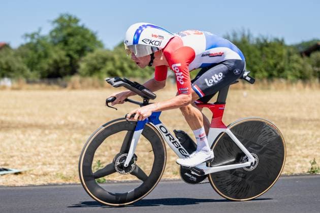Dutch Huub Artz of Lotto Intermarche pictured in action during the stage 16 of the 2026 Tour de France cycling race, an individual Time Trial stage of 26km from Evian-les-Bains to Thonon-les-Bains, on Tuesday 21 July 2026. The 113th edition of the Tour de France starts on Saturday 4 July in Barcelona, Spain, and will finish in Paris, France on the 26th of July. DAVIDxPINTENS  x181659718x
