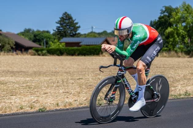 Italian Filippo Ganna of Netcompany-INEOS pictured in action during the stage 16 of the 2026 Tour de France cycling race, an individual Time Trial stage of 26km from Evian-les-Bains to Thonon-les-Bains, on Tuesday 21 July 2026. The 113th edition of the Tour de France starts on Saturday 4 July in Barcelona, Spain, and will finish in Paris, France on the 26th of July. DAVIDxPINTENS  x181663380x