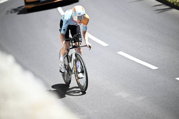 British Lewis Askey of NSN Cycling Team pictured during the stage 16 of the 2026 Tour de France cycling race, an individual Time Trial stage of 26km from Evian-les-Bains to Thonon-les-Bains, on Tuesday 21 July 2026. The 113th edition of the Tour de France starts on Saturday 4 July in Barcelona, Spain, and will finish in Paris, France on the 26th of July. JASPERxJACOBS  x181663384x