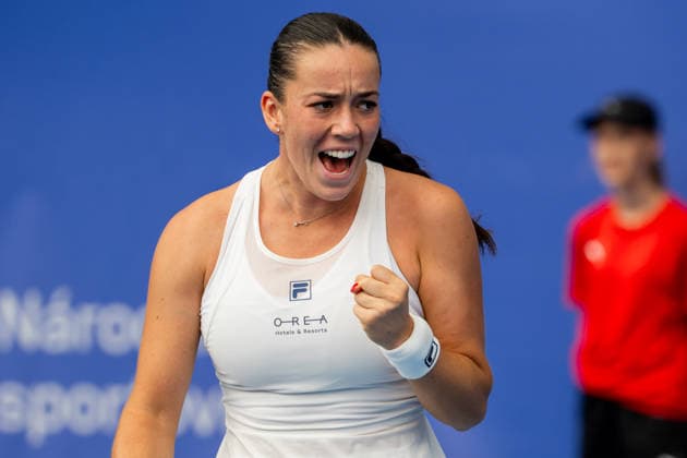 Tereza Valentova of Czech Republic in action during the women s WTA, Tennis Damen 250 Livesport Prague Open 2026 tennis tournament match against Priscilla Hon of Australia in Prague, Czech Republic, on July 21 2026. (CTKxPhoto OndrejxDeml) CTKPhotoP2026072104075  CTKPhotoP2026072104075