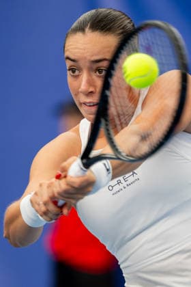 Tereza Valentova of Czech Republic in action during the women s WTA, Tennis Damen 250 Livesport Prague Open 2026 tennis tournament match against Priscilla Hon of Australia in Prague, Czech Republic, on July 21 2026. (CTKxPhoto OndrejxDeml) CTKPhotoP2026072104076  CTKPhotoP2026072104076