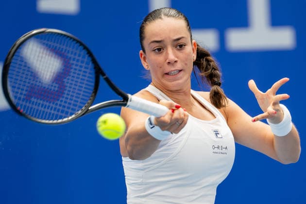 Tereza Valentova of Czech Republic in action during the women s WTA, Tennis Damen 250 Livesport Prague Open 2026 tennis tournament match against Priscilla Hon of Australia in Prague, Czech Republic, on July 21 2026. (CTKxPhoto OndrejxDeml) CTKPhotoP2026072104083  CTKPhotoP2026072104083