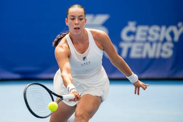 Tereza Valentova of Czech Republic in action during the women s WTA, Tennis Damen 250 Livesport Prague Open 2026 tennis tournament match against Priscilla Hon of Australia in Prague, Czech Republic, on July 21 2026. (CTKxPhoto OndrejxDeml) CTKPhotoP2026072104090  CTKPhotoP2026072104090