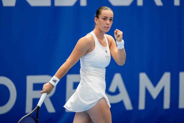 Tereza Valentova of Czech Republic in action during the women s WTA, Tennis Damen 250 Livesport Prague Open 2026 tennis tournament match against Priscilla Hon of Australia in Prague, Czech Republic, on July 21 2026. (CTKxPhoto OndrejxDeml) CTKPhotoP2026072104177  CTKPhotoP2026072104177