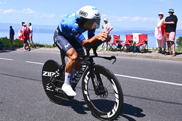 Tour de France 2026 Stage 16 THONON-LES-BAINS, FRANCE - JULY 21 : Cepeda Jefferson Alveiro (ECU) of Movistar Team during stage 16 of the 113rd edition of Tour de France an UCI World Tour 2.UWT Individual Time Trial stage for Men Elite of 26 km with start in Evian-les-Bains and finish in Thonon-les-Bains on July 21, 2026 in Thonon-les-Bains, France, 21 07 2026 Thonon-les-Bains France  Copyright: xGvgx