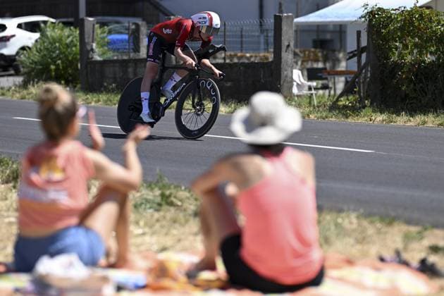 A cyclist of Lotto Intermarche pictured during the stage 16 of the 2026 Tour de France cycling race, an individual Time Trial stage of 26km from Evian-les-Bains to Thonon-les-Bains, on Tuesday 21 July 2026. The 113th edition of the Tour de France starts on Saturday 4 July in Barcelona, Spain, and will finish in Paris, France on the 26th of July. DAVIDxPINTENS  x181668860x
