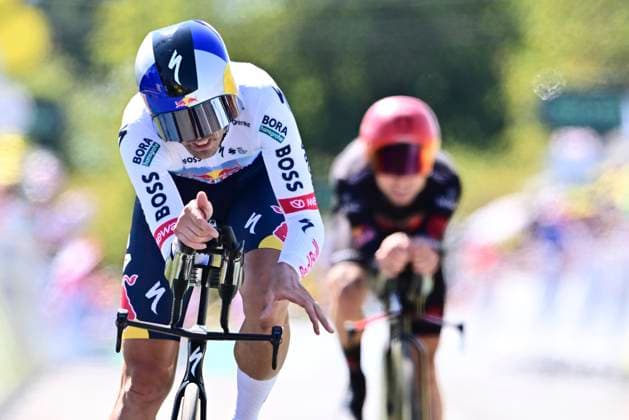 Tour de France 2026 Stage 16 THONON-LES-BAINS, FRANCE - JULY 21 : Cattaneo Mattia (ITA) of Red Bull - BORA - Hansgrohe during stage 16 of the 113rd edition of Tour de France an UCI World Tour 2.UWT Individual Time Trial stage for Men Elite of 26 km with start in Evian-les-Bains and finish in Thonon-les-Bains on July 21, 2026 in Thonon-les-Bains, France, 21 07 2026 Thonon-les-Bains France  Copyright: xPeterxDexVoechtx