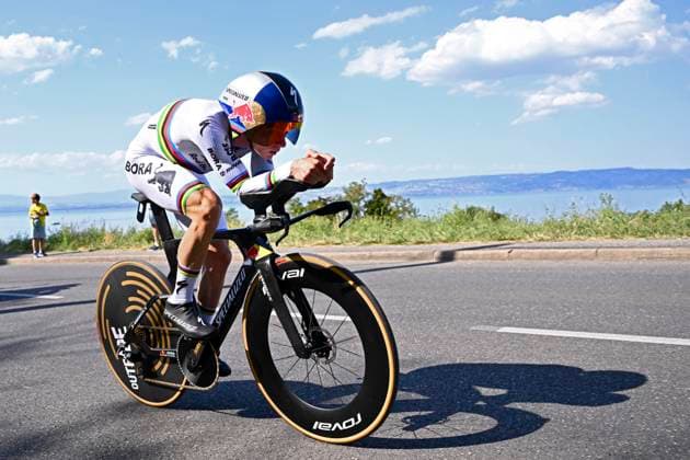 Tour de France 2026 Stage 16 THONON-LES-BAINS, FRANCE - JULY 21 : Evenepoel Remco (BEL) of Red Bull - BORA - Hansgrohe during stage 16 of the 113rd edition of Tour de France an UCI World Tour 2.UWT Individual Time Trial stage for Men Elite of 26 km with start in Evian-les-Bains and finish in Thonon-les-Bains on July 21, 2026 in Thonon-les-Bains, France, 21 07 2026 Thonon-les-Bains France  Copyright: xGvgx