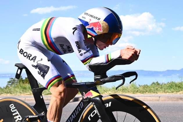 Tour de France 2026 Stage 16 THONON-LES-BAINS, FRANCE - JULY 21 : Evenepoel Remco (BEL) of Red Bull - BORA - Hansgrohe during stage 16 of the 113rd edition of Tour de France an UCI World Tour 2.UWT Individual Time Trial stage for Men Elite of 26 km with start in Evian-les-Bains and finish in Thonon-les-Bains on July 21, 2026 in Thonon-les-Bains, France, 21 07 2026 Thonon-les-Bains France  Copyright: xGvgx