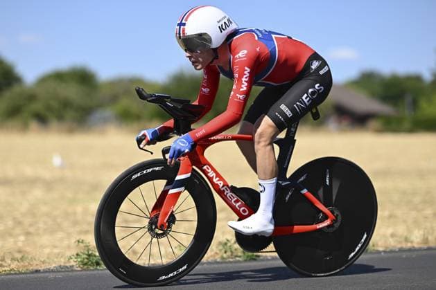 Norwegian Tobias Foss of Netcompany-INEOS pictured during the stage 16 of the 2026 Tour de France cycling race, an individual Time Trial stage of 26km from Evian-les-Bains to Thonon-les-Bains, on Tuesday 21 July 2026. The 113th edition of the Tour de France starts on Saturday 4 July in Barcelona, Spain, and will finish in Paris, France on the 26th of July. DAVIDxPINTENS  x181680161x