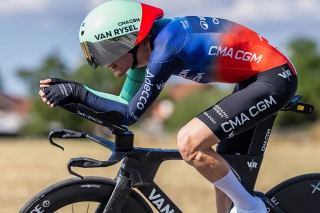 French Paul Seixas of Decathlon CMA CGM Team pictured in action during the stage 16 of the 2026 Tour de France cycling race, an individual Time Trial stage of 26km from Evian-les-Bains to Thonon-les-Bains, on Tuesday 21 July 2026. The 113th edition of the Tour de France starts on Saturday 4 July in Barcelona, Spain, and will finish in Paris, France on the 26th of July. DAVIDxPINTENS  x181680367x