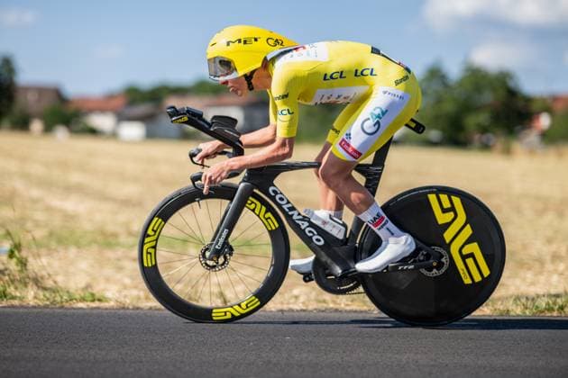 Slovenian Tadej Pogacar of UAE Team Emirates XRG pictured in action during the stage 16 of the 2026 Tour de France cycling race, an individual Time Trial stage of 26km from Evian-les-Bains to Thonon-les-Bains, on Tuesday 21 July 2026. The 113th edition of the Tour de France starts on Saturday 4 July in Barcelona, Spain, and will finish in Paris, France on the 26th of July. DAVIDxPINTENS  x181680703x