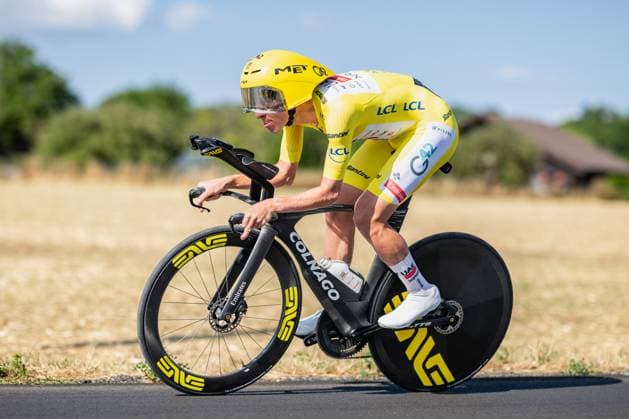 Slovenian Tadej Pogacar of UAE Team Emirates XRG pictured in action during the stage 16 of the 2026 Tour de France cycling race, an individual Time Trial stage of 26km from Evian-les-Bains to Thonon-les-Bains, on Tuesday 21 July 2026. The 113th edition of the Tour de France starts on Saturday 4 July in Barcelona, Spain, and will finish in Paris, France on the 26th of July. DAVIDxPINTENS  x181680758x