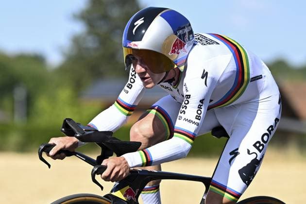 Belgian Remco Evenepoel of Red Bull-BORA-hansgrohe pictured during the stage 16 of the 2026 Tour de France cycling race, an individual Time Trial stage of 26km from Evian-les-Bains to Thonon-les-Bains, on Tuesday 21 July 2026. The 113th edition of the Tour de France starts on Saturday 4 July in Barcelona, Spain, and will finish in Paris, France on the 26th of July. DAVIDxPINTENS  x181682338x