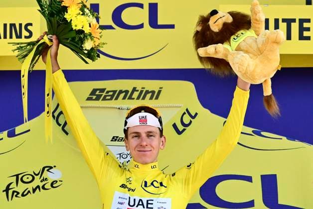 Tour de France 2026 Stage 16 THONON-LES-BAINS, FRANCE - JULY 21 : Pogacar Tadej (SLO) of UAE Team Emirates - XRG pictured with the yellow jersey during the podium ceremony of stage 16 of the 113rd edition of Tour de France an UCI World Tour 2.UWT Individual Time Trial stage for Men Elite of 26 km with start in Evian-les-Bains and finish in Thonon-les-Bains on July 21, 2026 in Thonon-les-Bains, France, 21 07 2026 Thonon-les-Bains France  Copyright: xPeterxDexVoechtx