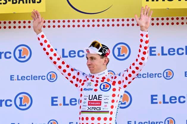 Tour de France 2026 Stage 16 THONON-LES-BAINS, FRANCE - JULY 21 : Pogacar Tadej (SLO) of UAE Team Emirates - XRG pictured with the polka dot jersey during the podium ceremony of stage 16 of the 113rd edition of Tour de France an UCI World Tour 2.UWT Individual Time Trial stage for Men Elite of 26 km with start in Evian-les-Bains and finish in Thonon-les-Bains on July 21, 2026 in Thonon-les-Bains, France, 21 07 2026 Thonon-les-Bains France  Copyright: xPeterxDexVoechtx