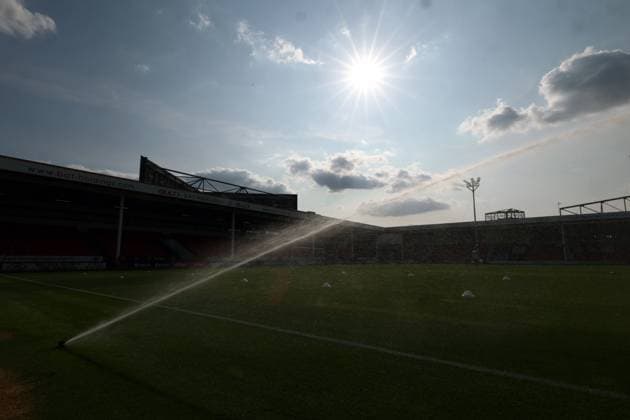 A general view inside the ground of a sprinkler. Walsall v Aston Villa, Pre Season Friendly, Football, Pallet-Track Bescot Stadium, Walsall, UK - 21 Jul 2026Walsall Pallet-Track Bescot Stadium United Kingdom EDITORIAL USE ONLY No use with unauthorised audio, video, data, fixture lists, club league logos or live services. Online in-match use limited to 120 images, no video emulation. No use in betting, games or single club league player publications.  Copyright: xRyanxBrowne Shutterstockx 16999236a