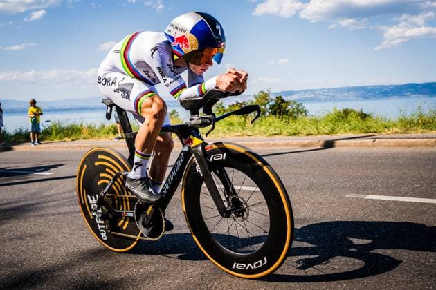 Tour de France 2026 Stage 16 THONON-LES-BAINS, FRANCE - JULY 21 : Evenepoel Remco (BEL) of Red Bull BORA Hansgrohe during stage 16 of the 113rd edition of Tour de France an UCI World Tour 2.UWT Individual Time Trial stage for Men Elite of 26 km with start in Evian-les-Bains and finish in Thonon-les-Bains on July 21, 2026 in Thonon-les-Bains, France, 21 07 2026 Thonon-les-Bains France  Copyright: xGvgx