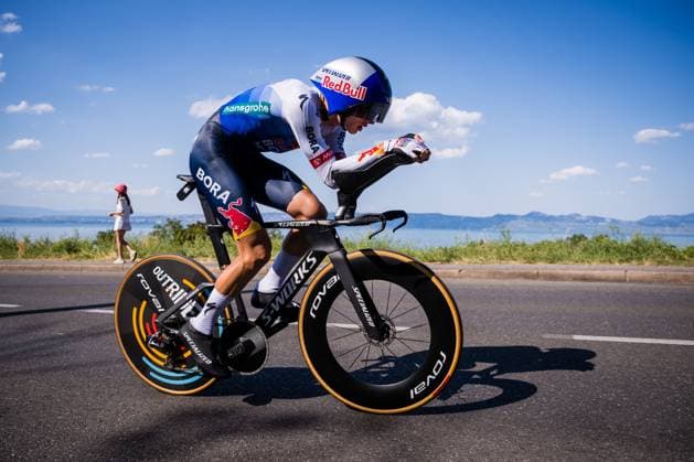 Tour de France 2026 Stage 16 THONON-LES-BAINS, FRANCE - JULY 21 : Lipowitz Florian (GER) of Red Bull BORA Hansgrohe during stage 16 of the 113rd edition of Tour de France an UCI World Tour 2.UWT Individual Time Trial stage for Men Elite of 26 km with start in Evian-les-Bains and finish in Thonon-les-Bains on July 21, 2026 in Thonon-les-Bains, France, 21 07 2026 Thonon-les-Bains France  Copyright: xGvgx