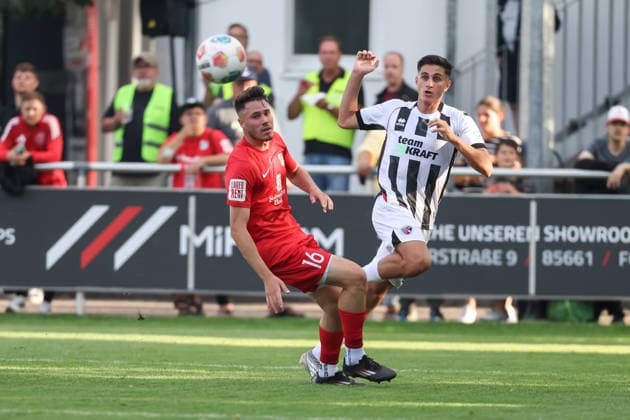 Toto-Pokal - VfB Forstinning - FC Ingolstadt 04; Zweikampf Kampf um den Ball Emre Gül (5, FCI) 16 Mancusi, Luca (16) Toto Pokal - FC Ingolstadt 04 VfB Forstinning Saison 2026 2027 *** Toto Cup: VfB Forstinning vs. FC Ingolstadt 04; Tackle; Battle for the Ball; Emre Gül 5, FCI 16 Mancusi, Luca 16; Toto Cup: FC Ingolstadt 04 vs. VfB Forstinning; 2026–2027 Season