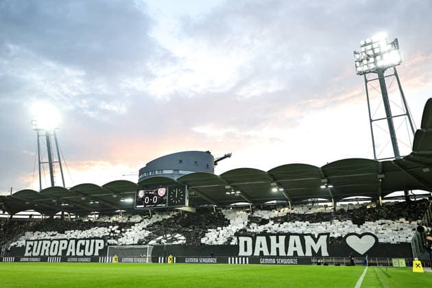 SOCCER - UEFA CL, Sturm vs Hearts GRAZ,AUSTRIA,21.JUL.26 - SOCCER - UEFA Champions League, qualification, SK Sturm Graz vs Heart of Midlothian FC. Image shows fans (Sturm) with a choreography.  GEPAxpictures xChrisxBauer
